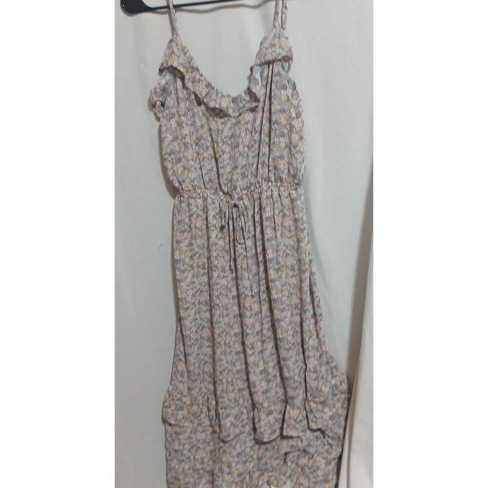 Sienna Sky Blue Floral Sun Dress Sz M High Low Dress Midi